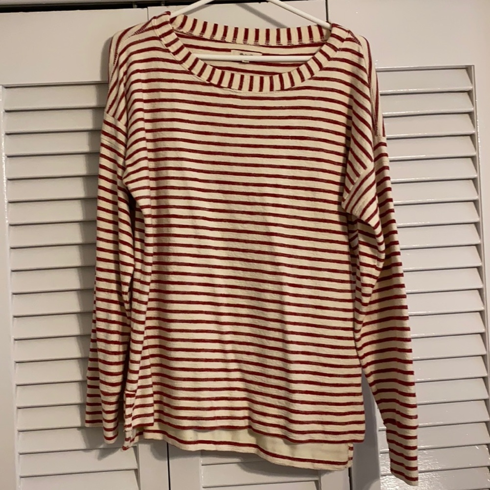 Madewell cotton white and red stripe shirt